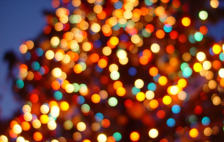 Out of focus christmas lights